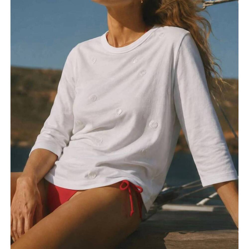 NEW E.L.I. zara crew top in white/white